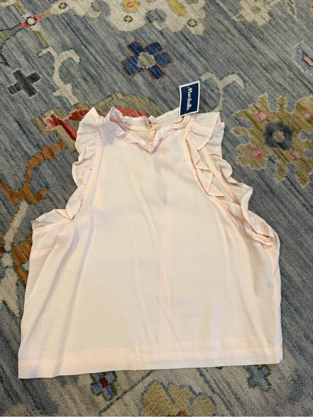 NEW CLOTH & STONE Sz S RUFFLE TANK TOP SLEEVELESS SHIRT IN PEACH Anthropologie